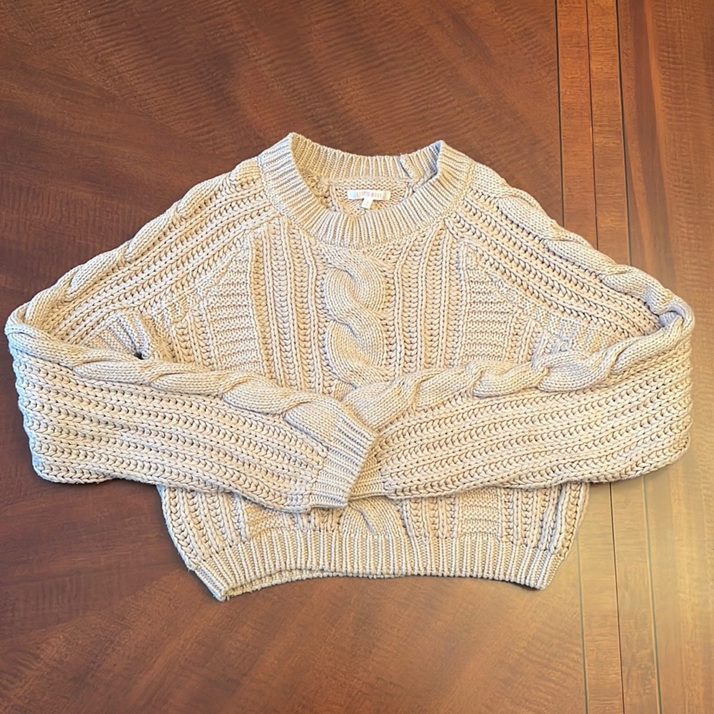 PacSun Cream Cable Knit Crew Neck Sweater